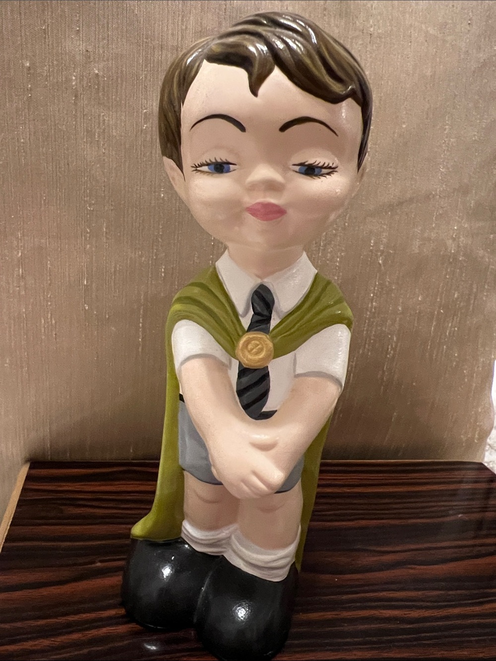 Gare Inc Boy with Cape, Mid Century Ceramic Figurine, Japanese Art